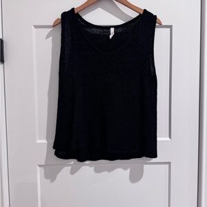Chic Black Sleeveless Knit Top and Short Set